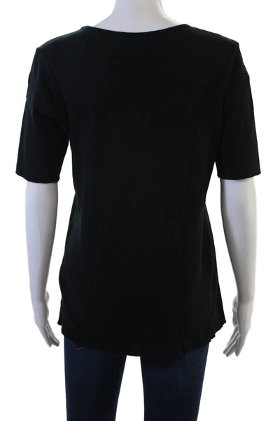 J Brand Womens Black Basic T-Shirt Short Sleeve Round Neck 100% Cotton Size M
