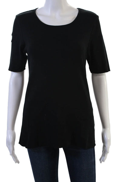 J Brand Womens Basic Tunic T Shirt Black Cotton Short Sleeve Round Neck Size M