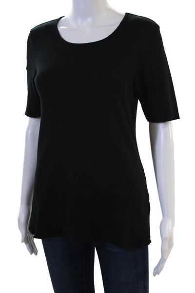 J Brand Womens Basic Tunic T Shirt Black Cotton Short Sleeve Round Neck Size M