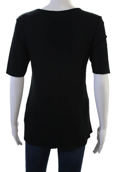 J Brand Womens Basic Tunic T Shirt Black Cotton Short Sleeve Round Neck Size M