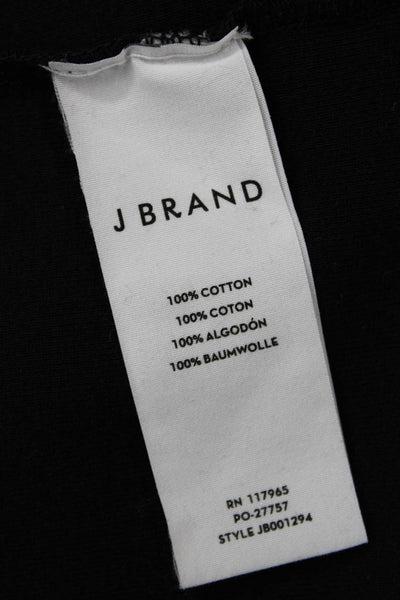 J Brand Womens Basic Tunic T Shirt Black Cotton Short Sleeve Round Neck Size M