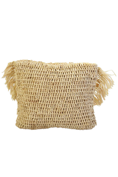 mar Y sol Womens Mini Straw Snap Closure Clutch Handbag Solid Beige