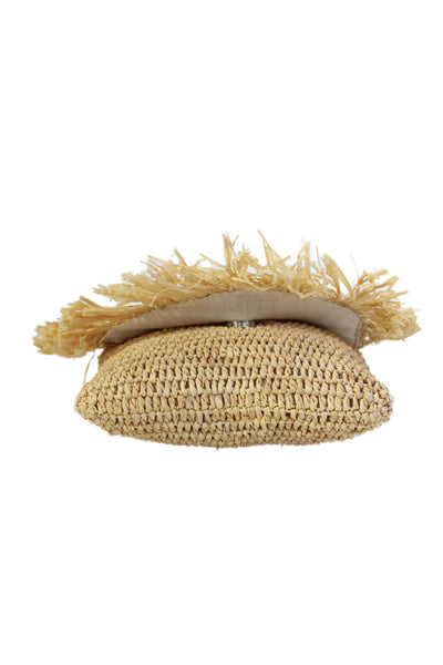 mar Y sol Womens Mini Straw Snap Closure Clutch Handbag Solid Beige