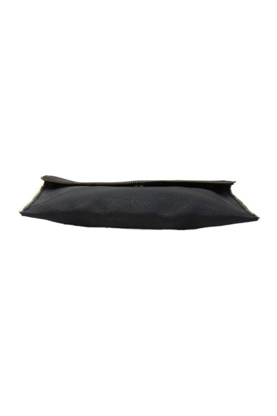 Rebecca Minkoff Womens Leather Snap Closure Envelope Clutch Handbag Black