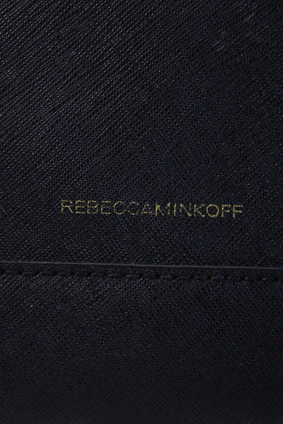 Rebecca Minkoff Womens Leather Snap Closure Envelope Clutch Handbag Black