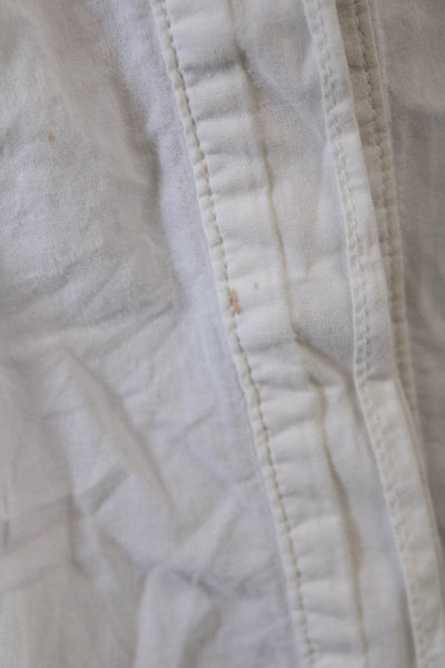 Xirena Women White Cotton Collared Button Up 3/4 Sleeve Top Basic Size M