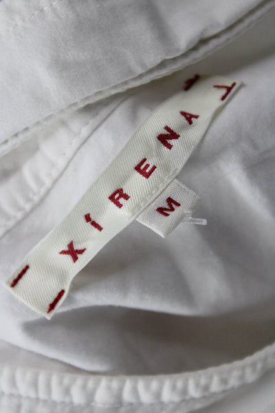 Xirena Women White Cotton Collared Button Up 3/4 Sleeve Top Basic Size M