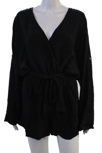 Jay Godfrey Women Black V-Neck Long Sleeve Jumpsuit Size 6