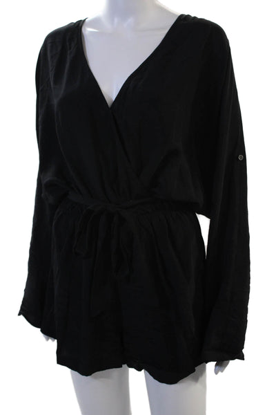 Jay Godfrey Women Black V-Neck Long Sleeve Jumpsuit Size 6