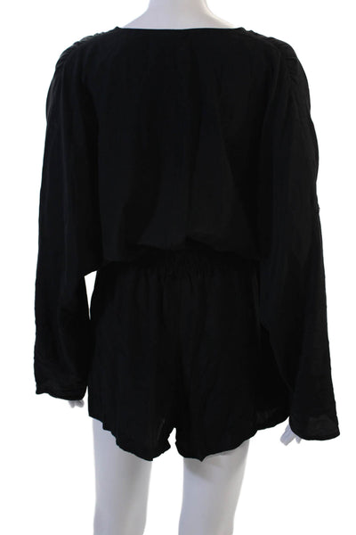 Jay Godfrey Women Black V-Neck Long Sleeve Jumpsuit Size 6