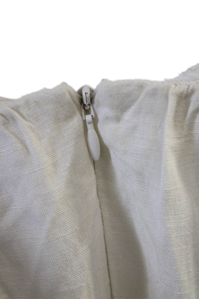 ASTR Women Maxi Sundress White Square Neck Short Sleeve Linen Viscose Size M