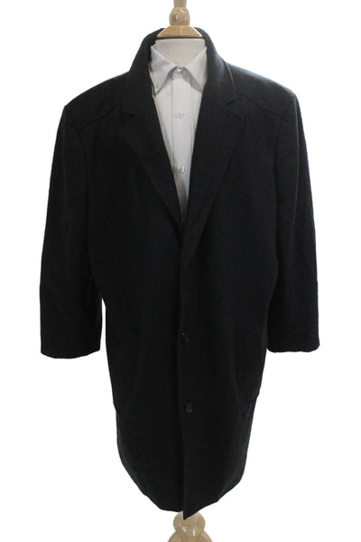 Egara Mens Black Wool Blend Button Coat Size 48