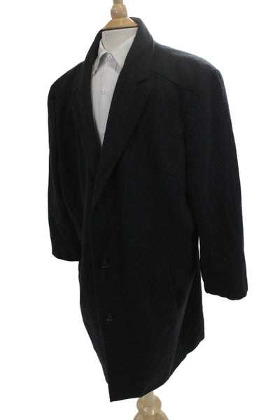 Egara Mens Black Wool Blend Button Coat Size 48