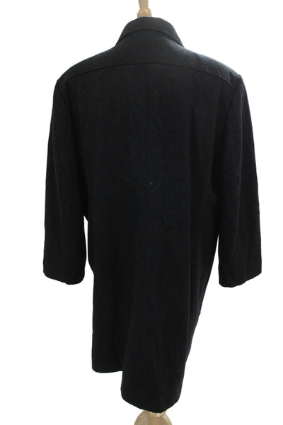 Egara Mens Black Wool Blend Button Coat Size 48