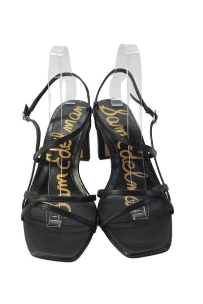 Sam Edelman Women's Square Toe Strappy Ankle Buckle Sandals Black Size 9