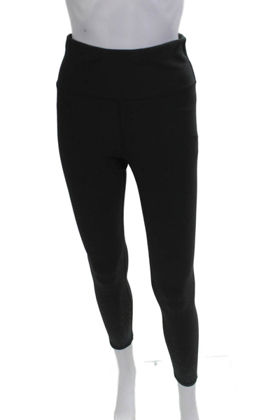 Aqua Womens Ankle Leggings Black Leopard Nylon Blend Zip Size S