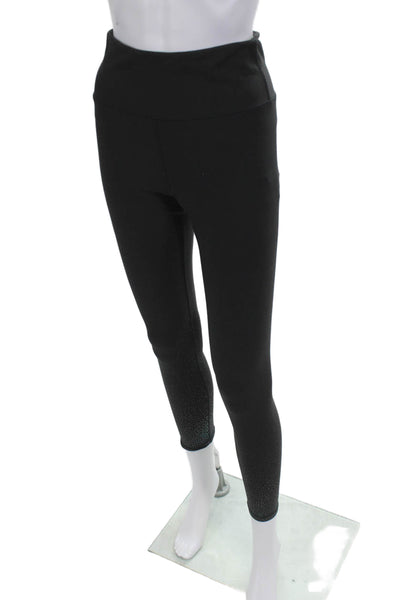 Aqua Womens Ankle Leggings Black Leopard Nylon Blend Zip Size S