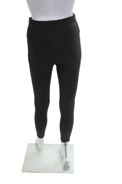 Aqua Womens Ankle Leggings Black Leopard Nylon Blend Zip Size S