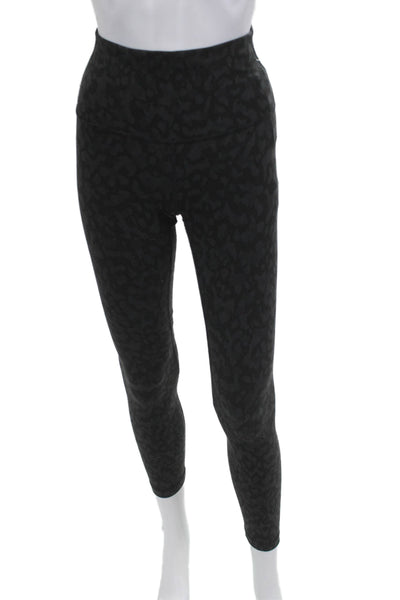 Aqua Womens Ankle Leggings Black Leopard Nylon Blend Zip Size S