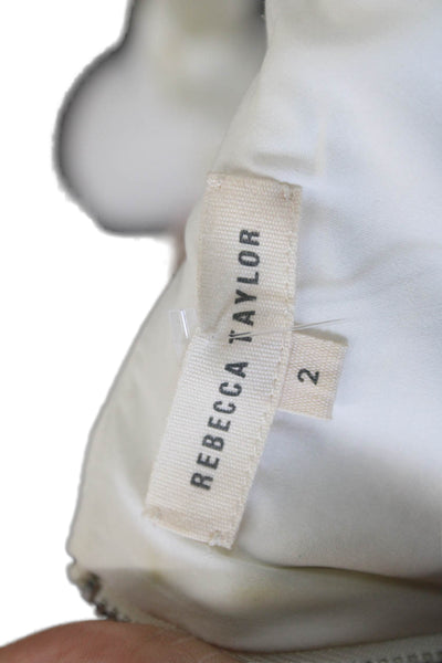Rebecca Taylor Women Sheath Dress White Sleeveless Zip Round Neck Size 2