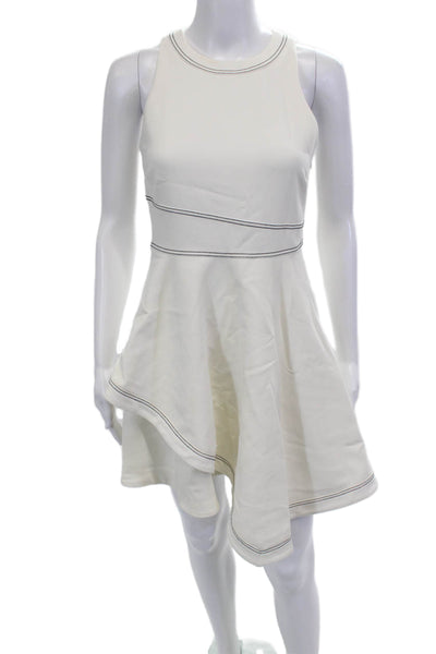 Cinq A Sept Womens Fit & Flare Mini Dress White Sleeveless Zip Size 4