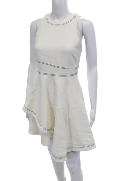 Cinq A Sept Womens Fit & Flare Mini Dress White Sleeveless Zip Size 4