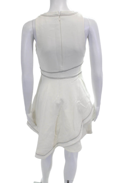 Cinq A Sept Womens Fit & Flare Mini Dress White Sleeveless Zip Size 4