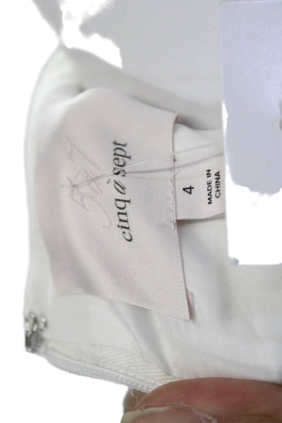 Cinq A Sept Womens Fit & Flare Mini Dress White Sleeveless Zip Size 4