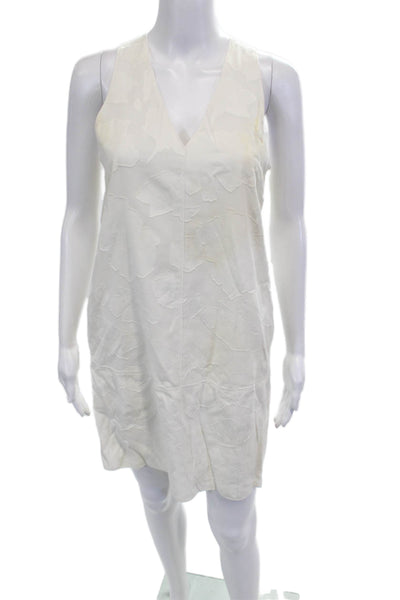 Rag & Bone Womens Shift Tank Dress White Floral V Neck Cotton Size 2