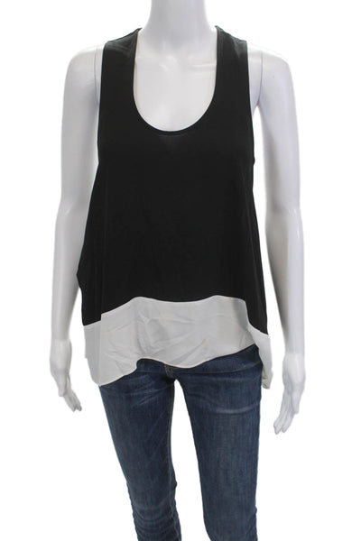 BCBG Max Azria Women Black Sleeveless Tank Round Neck Cotton Blend Size S