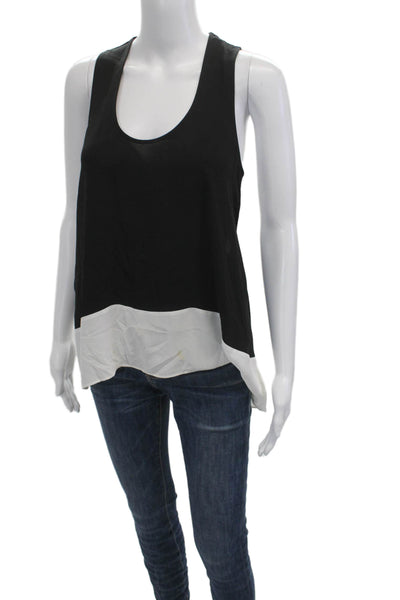 BCBG Max Azria Women Black Sleeveless Tank Round Neck Cotton Blend Size S