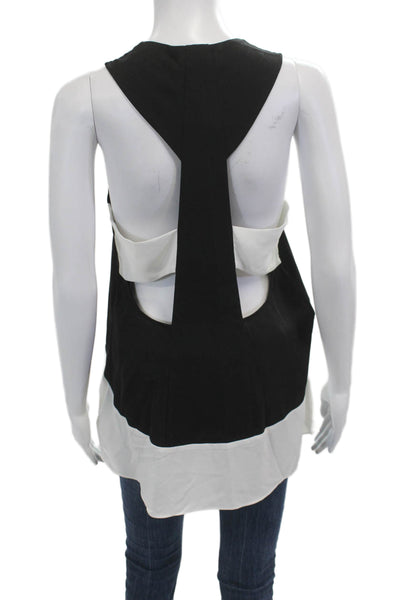 BCBG Max Azria Women Black Sleeveless Tank Round Neck Cotton Blend Size S
