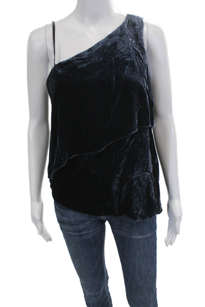 Parker Womens Designer Dark Blue Sleeveless Blouse Viscose Silk Size XS