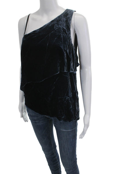 Parker Womens Designer Dark Blue Sleeveless Blouse Viscose Silk Size XS