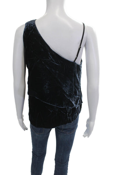 Parker Womens Designer Dark Blue Sleeveless Blouse Viscose Silk Size XS