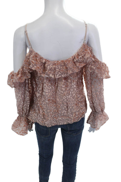 Parker Women Bohemian Animal Print Beige Polyester Long Sleeve Blouse Size S