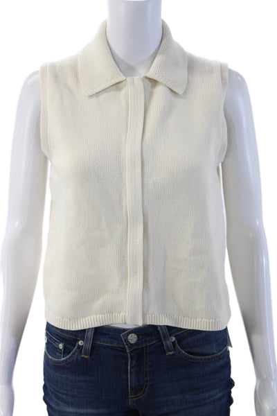 Theory Unisex Full Zip Sweater Vest Beige Collared Cotton Nylon Size 0P