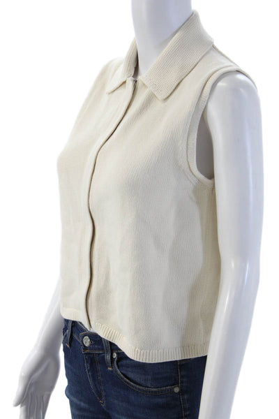 Theory Unisex Full Zip Sweater Vest Beige Collared Cotton Nylon Size 0P