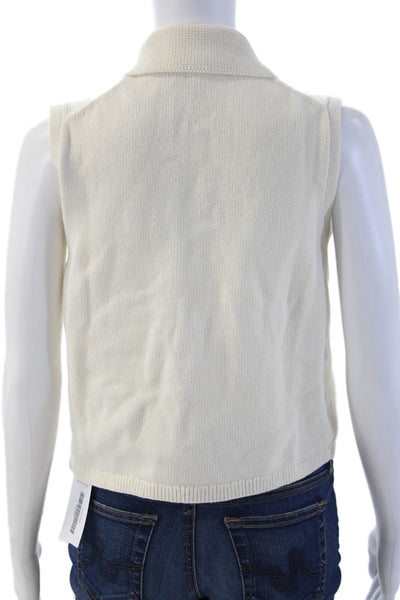 Theory Unisex Full Zip Sweater Vest Beige Collared Cotton Nylon Size 0P