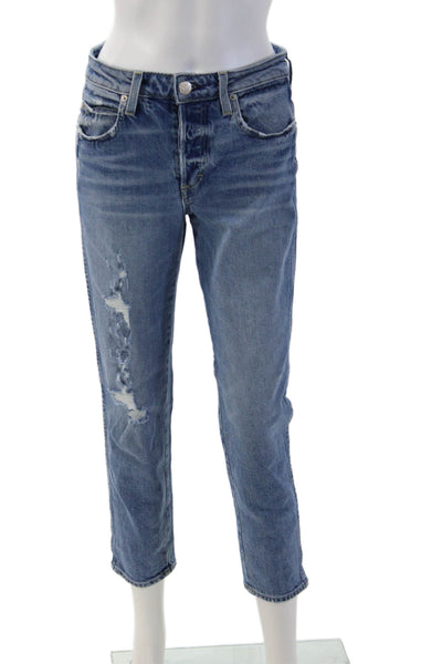 Amo Womens Ankle Cropped High Rise Blue Jeans Size 26