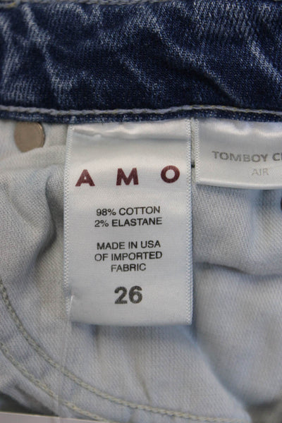 Amo Womens Ankle Cropped High Rise Blue Jeans Size 26
