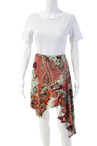 Yigal Azrouel Womens Red Wrap Mini Skirt Floral Rayon Size 0