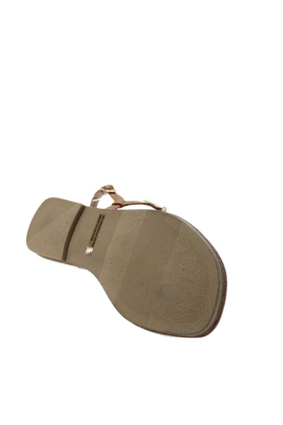 Dolce Vita Womens Embellished Flat Thong Sandals Shoes Brown Gold Size 8.5