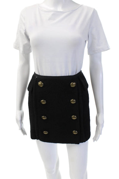 Nanette Lepore Womens Mini Straight Pencil Skirt Black Wool Nylon Size 4