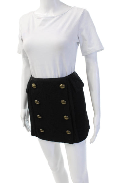 Nanette Lepore Womens Mini Straight Pencil Skirt Black Wool Nylon Size 4