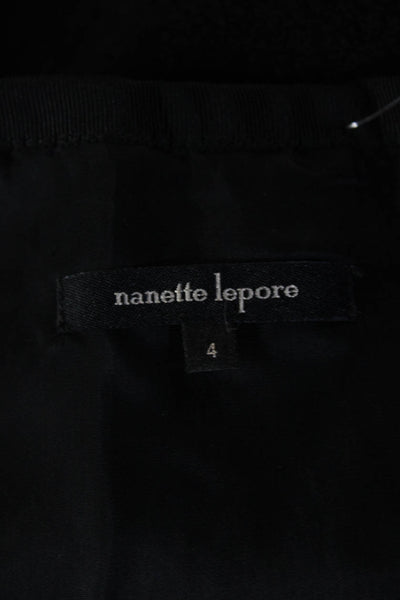 Nanette Lepore Womens Mini Straight Pencil Skirt Black Wool Nylon Size 4
