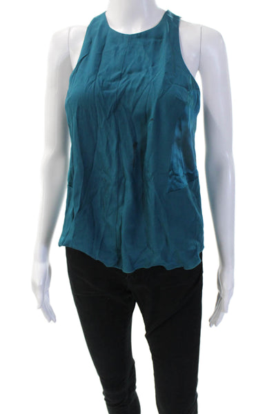 Rag & Bone Womens Silk Sleeveless Crew Neck Tank Blue Size S