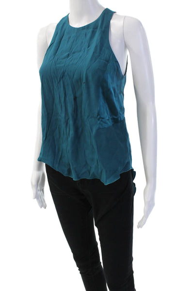 Rag & Bone Womens Silk Sleeveless Crew Neck Tank Blue Size S