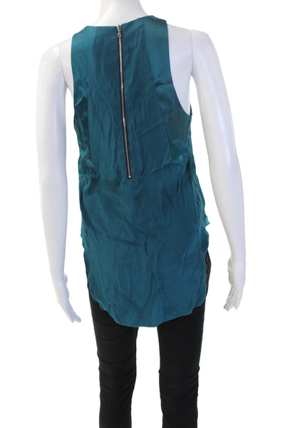 Rag & Bone Womens Silk Sleeveless Crew Neck Tank Blue Size S
