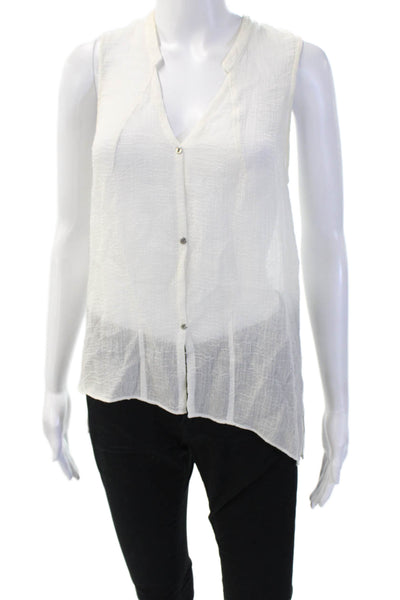 Helmut Lang For Intermix Women White V Neck Sleeveless Button Up Tank Size S